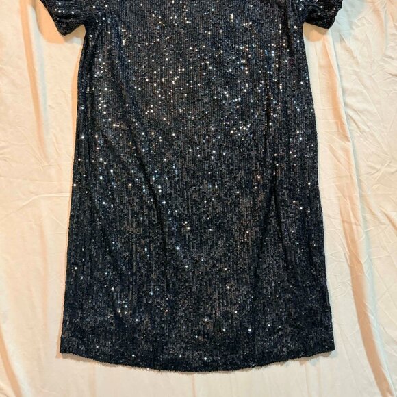 Ophelia Roe flashy sequined elegant black short sleeve midi dress SIZE SMALL - Picture 2 of 13